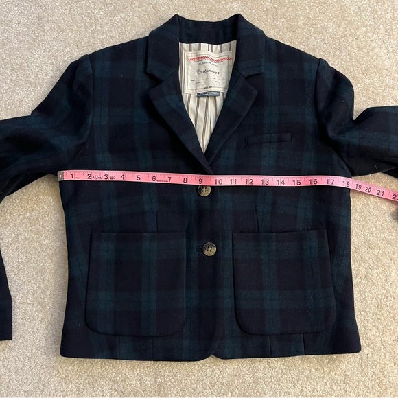 Anthropologie Cartonnier Jacket Womens 6 Blue Green Plaid Blazer Wool Blend - Picture 5 of 8